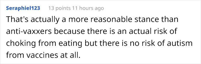 This Person Shows How Flawed Anti-Vaxxer Logic Is By Using It In A Post About Choking On Food This Person Shows How Flawed Anti-Vaxxer Logic Is By Using It In A Post About Choking On Food