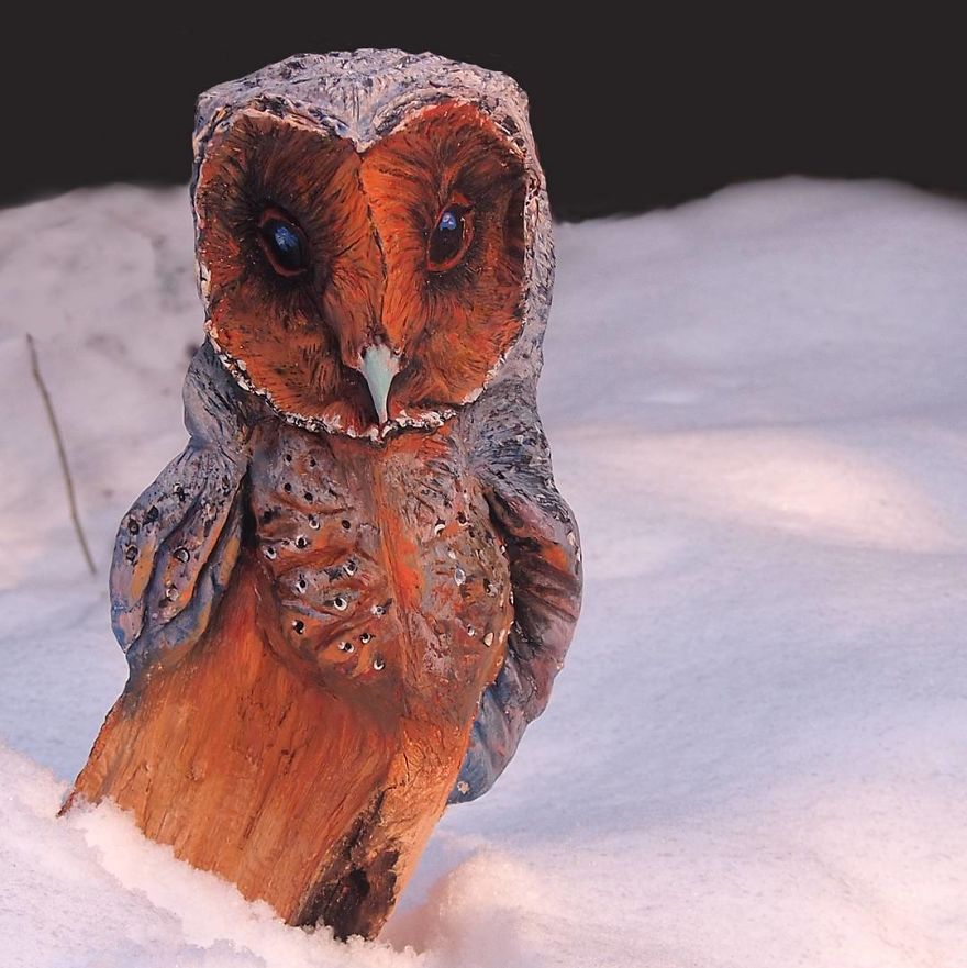 I Use Wood And Clay To Create Realistic Owl Sculptures I Use Wood And Clay To Create Realistic Owl Sculptures