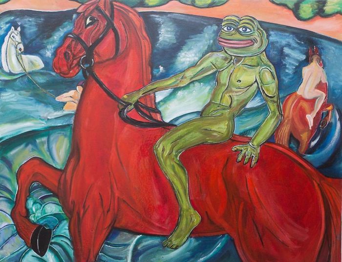Pepe The Frog Bathing Of The Red Horse
