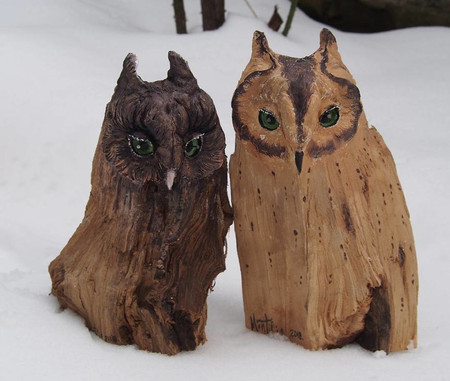I Use Wood And Clay To Create Realistic Owl Sculptures I Use Wood And Clay To Create Realistic Owl Sculptures