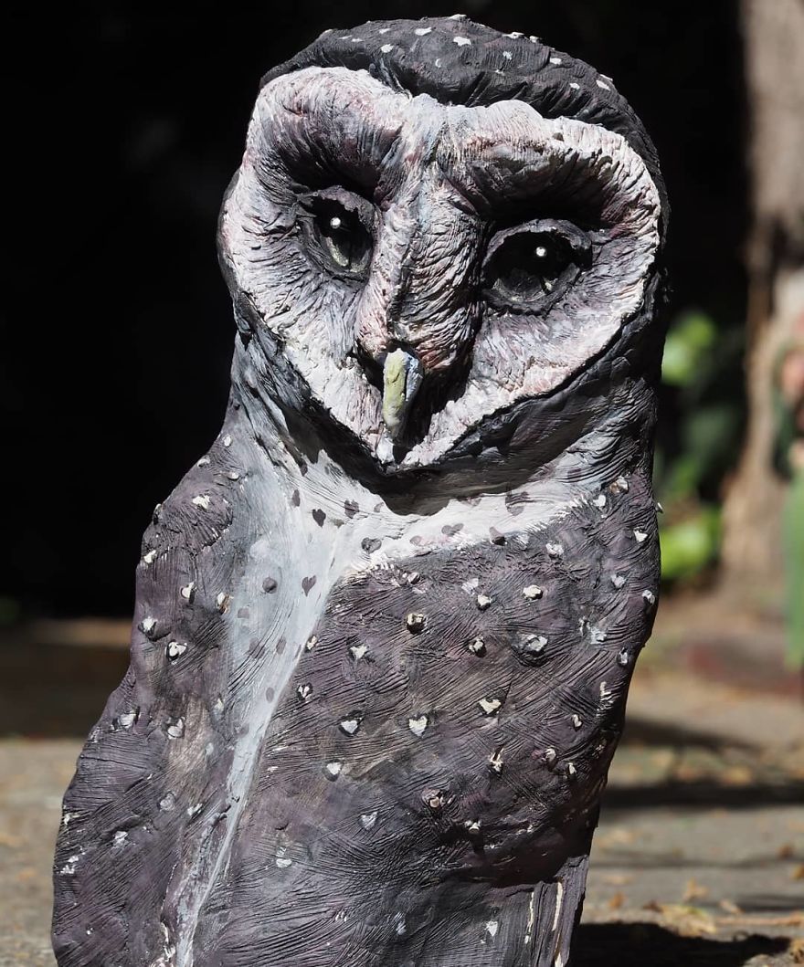 I Use Wood And Clay To Create Realistic Owl Sculptures I Use Wood And Clay To Create Realistic Owl Sculptures
