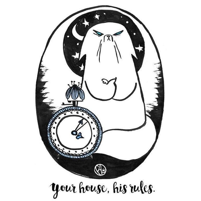 My Girlfriend Keeps Painting Our Life With 3 Cats And A Dog And I Can't Get Enough Of It!