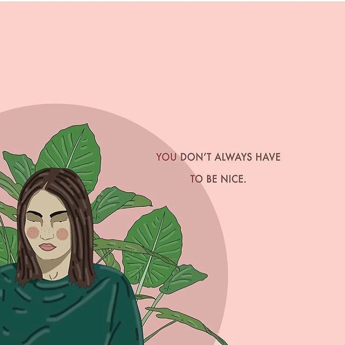 We Often Feel The Need To Be Nice, Since We Run The Risk Of Being Labeled "A Bitch" For Exercising Characteristics Like Boldness, Assertiveness Or Critical Thinking. It’s Also Often Safer To Be Nice And Exercise De-Escalating Tactics In Order To Reduce Conflict In A Potentially Violent Situations. Your Safety Comes First Of Course But In Ordinary Situations Remember That You Don’t Always Have To Be Nice. If You’re Low On Energy, Keep It For Yourself 💓. . . #recipesforselflove #niceforwhat #youdonthavetobenice #beyourself #bodypositivity #allbodiesaregoodbodies #nice
#selflove #selfcare #loveyourself #smashthepatriarchy #youareperfect #fuckthepatriarchy #effyourbeautystandards #feminism #instagood #lifestyle #feminsta #feminist #zine #illustration #digital #drawing #adobe #design #graphic #art #instalove #love #yourself