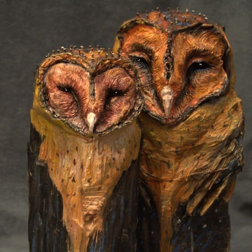 I Use Wood And Clay To Create Realistic Owl Sculptures I Use Wood And Clay To Create Realistic Owl Sculptures