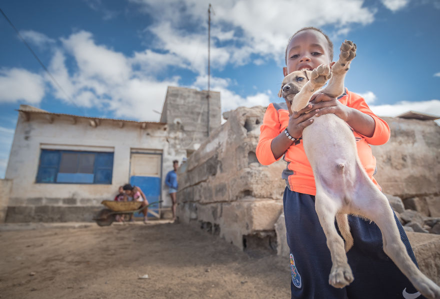 A Little Boy With His Puppy