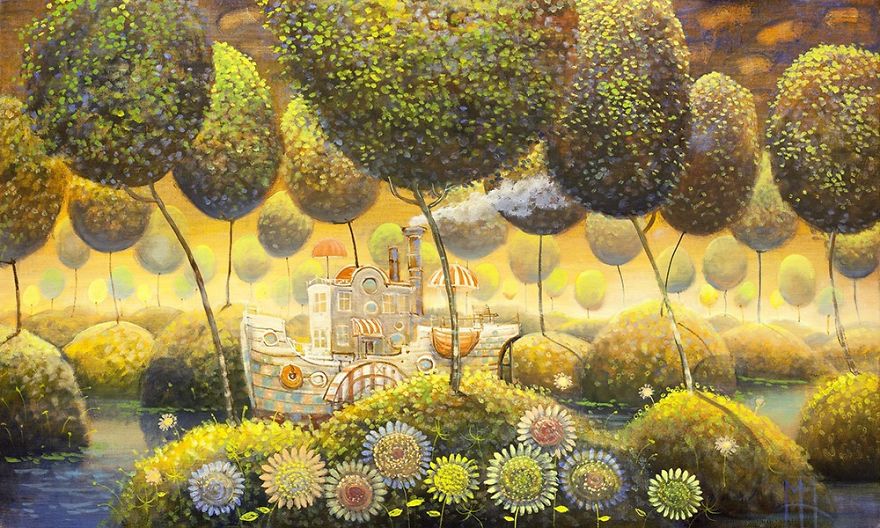 I Am Painting Fantasy Ships With Oil