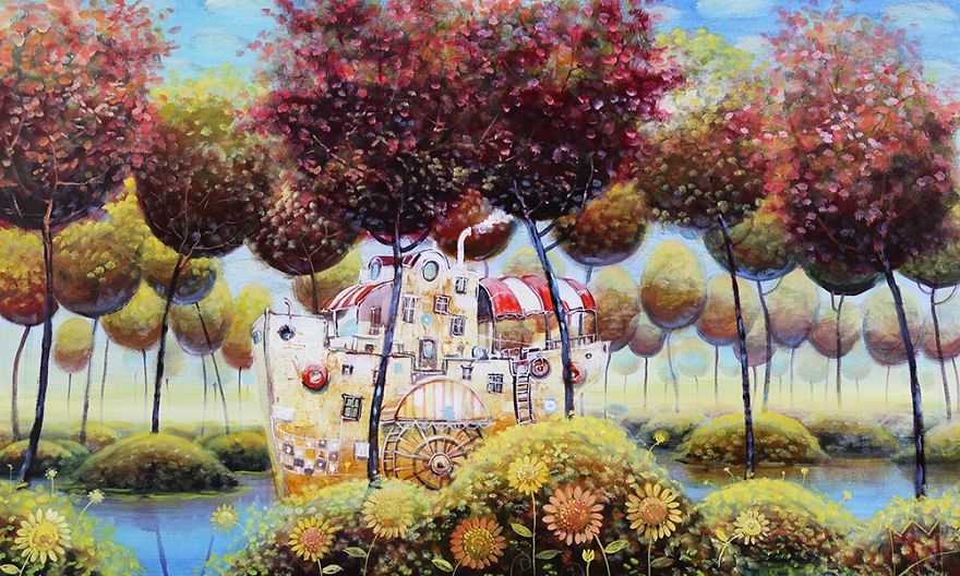 I Am Painting Fantasy Ships With Oil