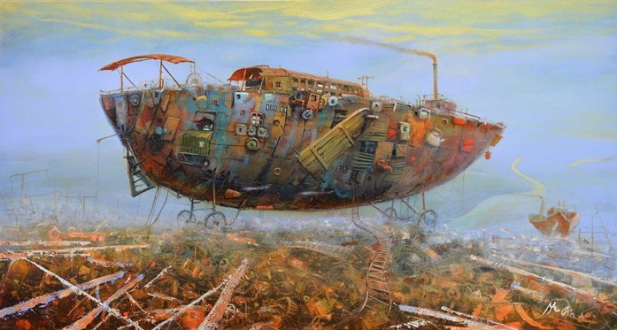 I Am Painting Fantasy Ships With Oil