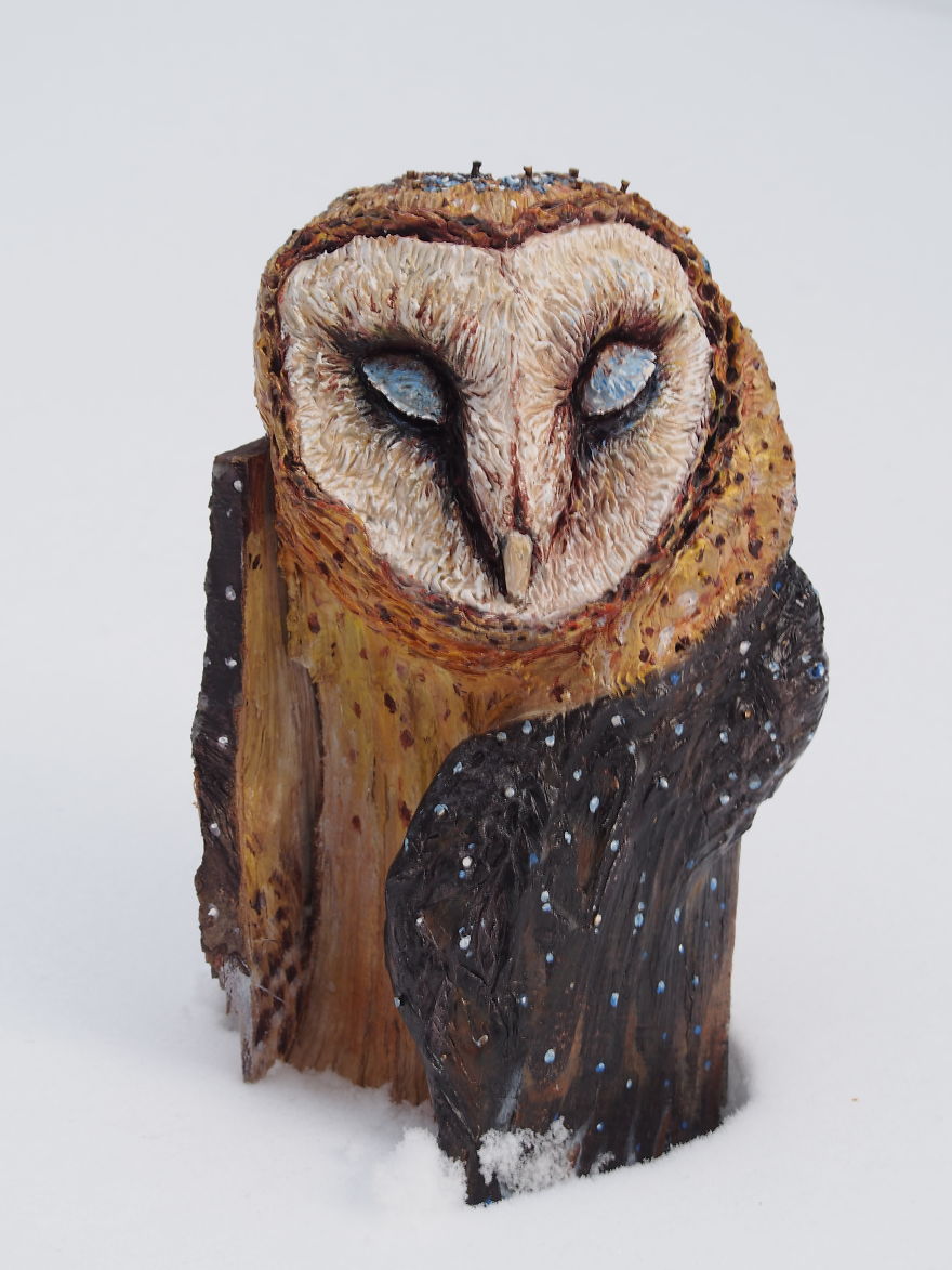 I Use Wood And Clay To Create Realistic Owl Sculptures I Use Wood And Clay To Create Realistic Owl Sculptures