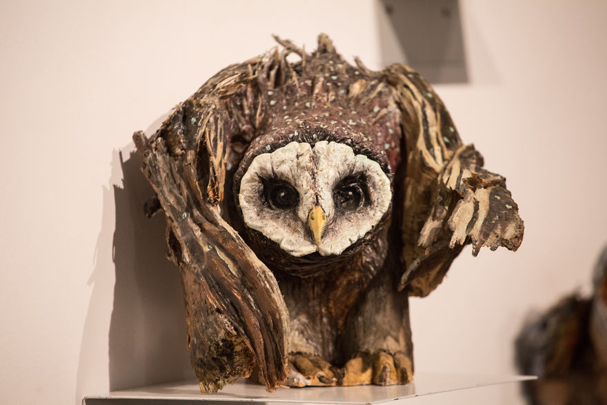 I Use Wood And Clay To Create Realistic Owl Sculptures I Use Wood And Clay To Create Realistic Owl Sculptures