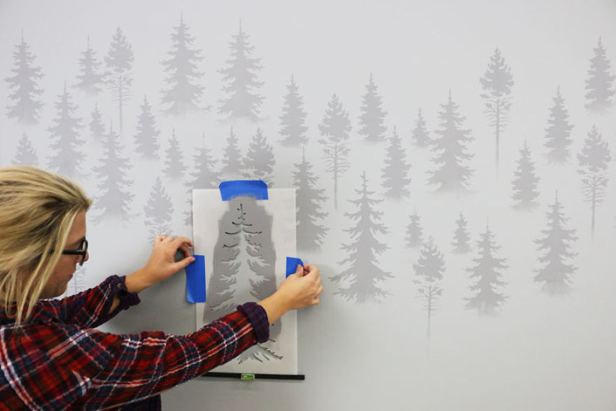 How To Stencil A Misty Mountain Wall Mural