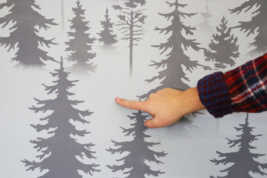 How To Stencil A Misty Mountain Wall Mural