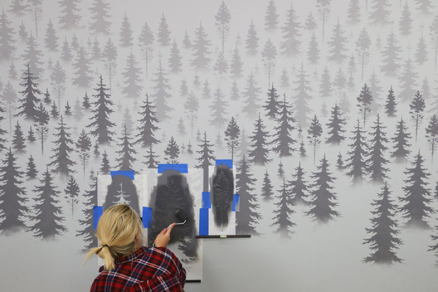 How To Stencil A Misty Mountain Wall Mural