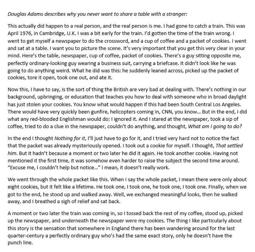 "Why You Never Want To Share A Table With A Stranger"