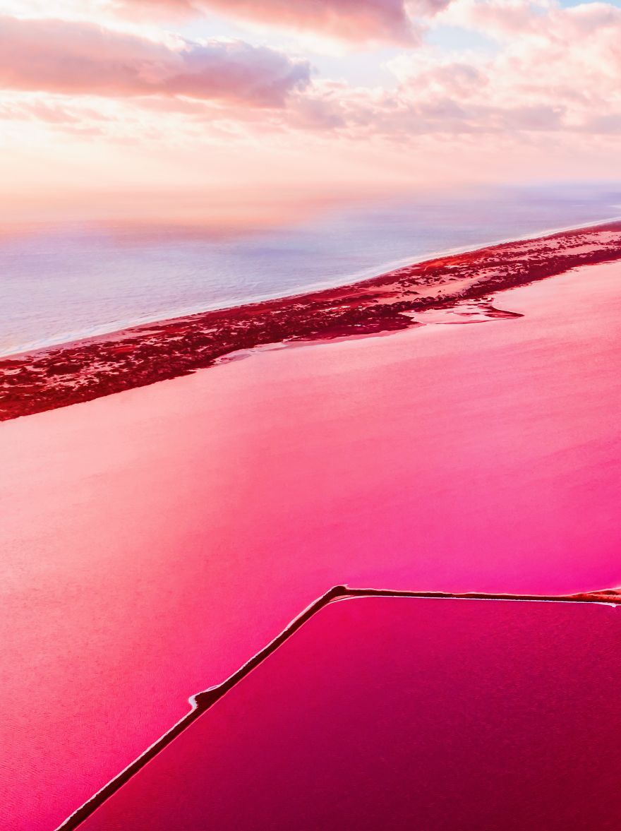 Magic Pink Lagoon In Western Australia