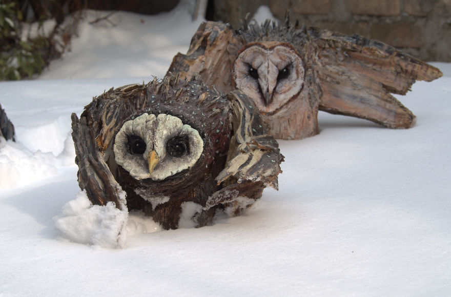 I Use Wood And Clay To Create Realistic Owl Sculptures I Use Wood And Clay To Create Realistic Owl Sculptures
