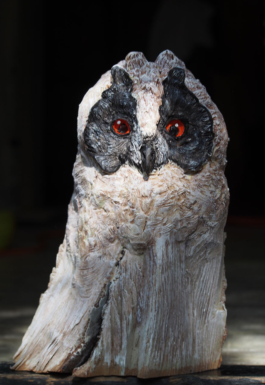 I Use Wood And Clay To Create Realistic Owl Sculptures I Use Wood And Clay To Create Realistic Owl Sculptures