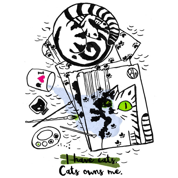 My Girlfriend Keeps Painting Our Life With 3 Cats And A Dog And I Can't Get Enough Of It!