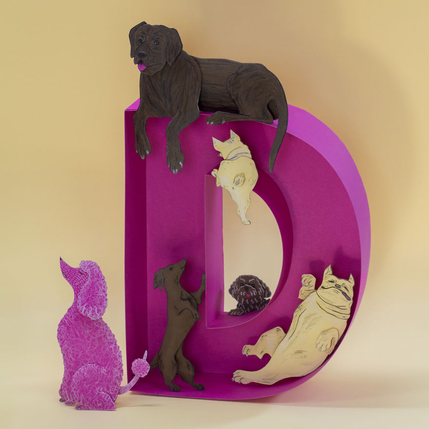 26 Artists Were Challenged To Create The Whole Alphabet, One Unique Paper Letter Each