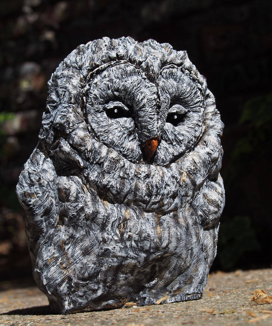 I Use Wood And Clay To Create Realistic Owl Sculptures I Use Wood And Clay To Create Realistic Owl Sculptures