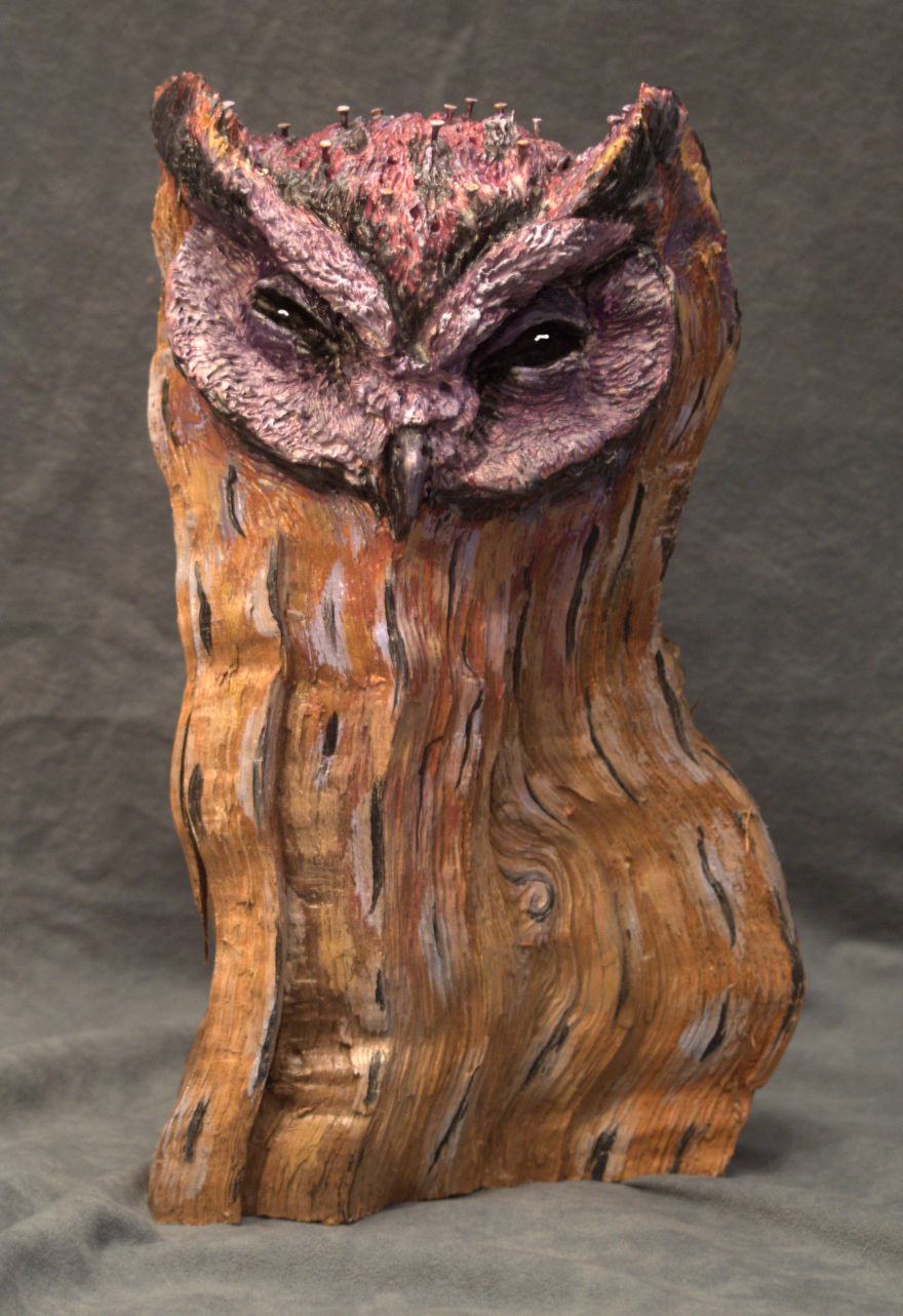 I Use Wood And Clay To Create Realistic Owl Sculptures I Use Wood And Clay To Create Realistic Owl Sculptures