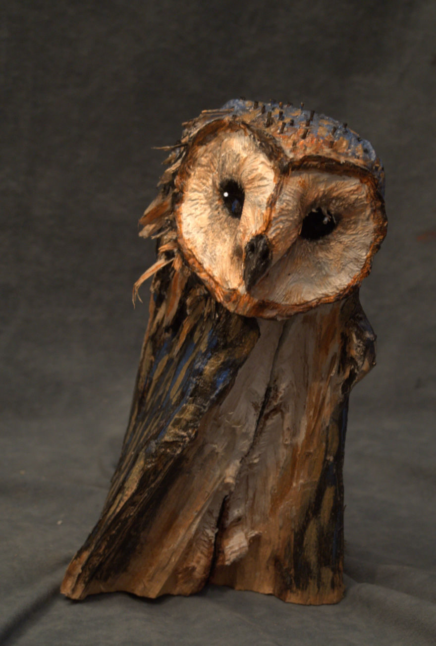 I Use Wood And Clay To Create Realistic Owl Sculptures I Use Wood And Clay To Create Realistic Owl Sculptures
