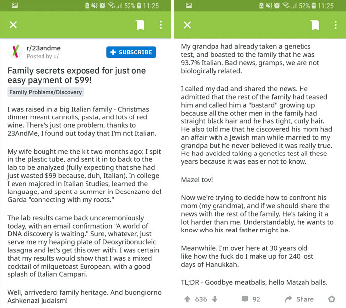 Italian Man Buys A DNA Test, Finds Out He And His Father Are Not Italians At All