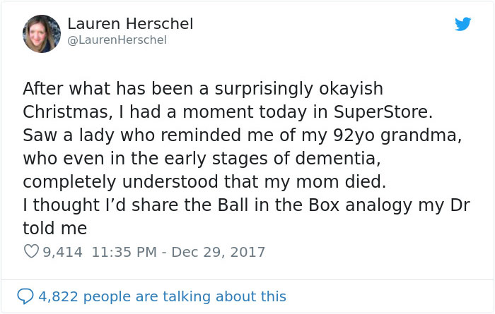 Woman Shares The "Ball In The Box" Analogy Her Doctor Taught Her To Help Deal With Grief