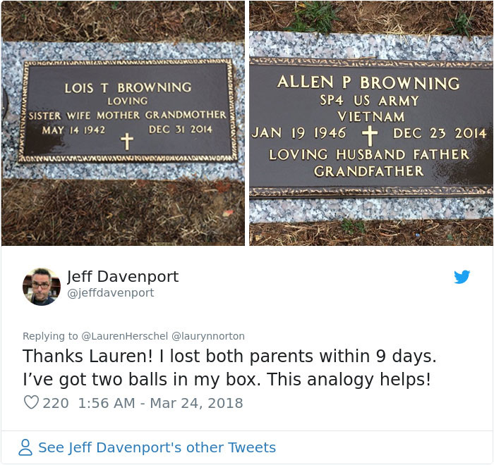 Woman Shares The "Ball In The Box" Analogy Her Doctor Taught Her To Help Deal With Grief