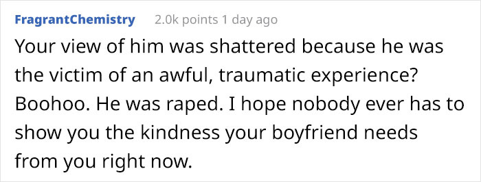 Girlfriend Asks If She's Wrong To Leave Boyfriend After Learning That He Was Raped, Gets Destroyed With Responses Girlfriend Asks If She's Wrong To Leave Boyfriend After Learning That He Was Raped, Gets Destroyed With Responses