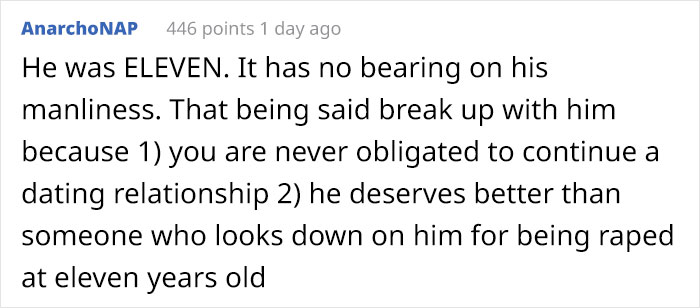 Girlfriend Asks If She's Wrong To Leave Boyfriend After Learning That He Was Raped, Gets Destroyed With Responses Girlfriend Asks If She's Wrong To Leave Boyfriend After Learning That He Was Raped, Gets Destroyed With Responses