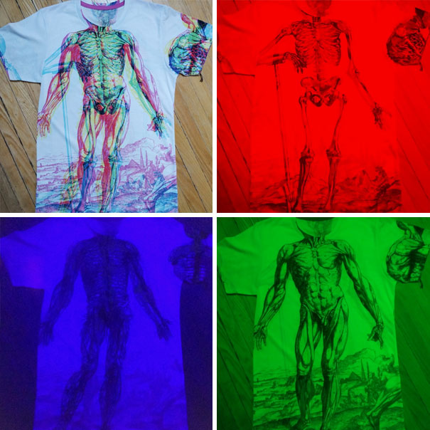 This T-Shirt Shows Different Layers Of The Human Body Depending On The Color Of The Lighting