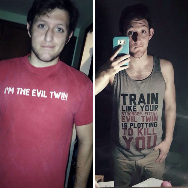 My Twin Asked Me To Send Him A Picture In My Favorite Shirt. He Sent Me Back A Picture Of His Favorite. Well Played