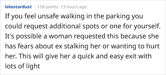 People Are Explaining Why "Female Only" Parking Spaces Exist After This Guy Points Out It's Not Equal