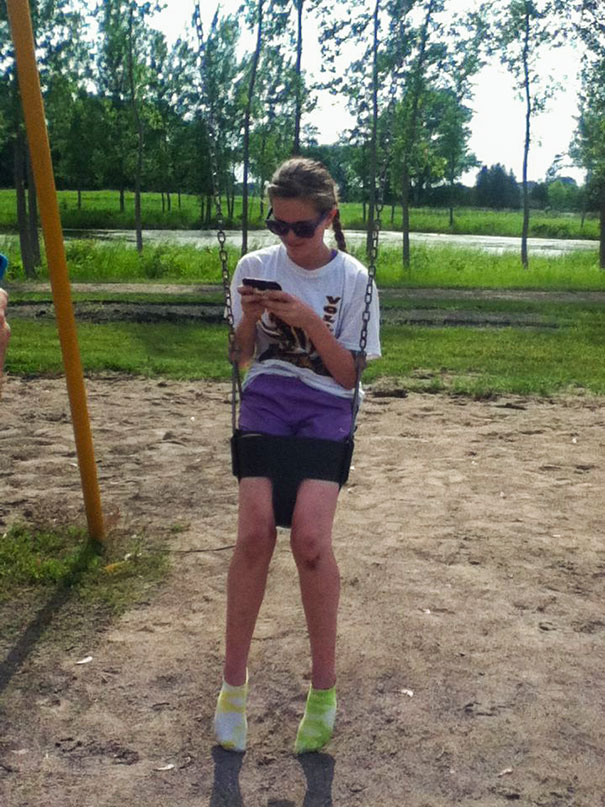 Had To Try This! And She Got Stuck In A Baby Swing