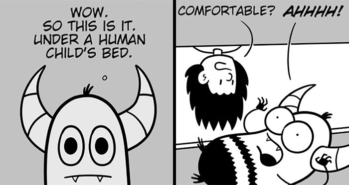I Drew A Story Of A Little Monster Who Just Started Living Under A Girl’s Bed After Parents Kicked Them Out (23 Comics)