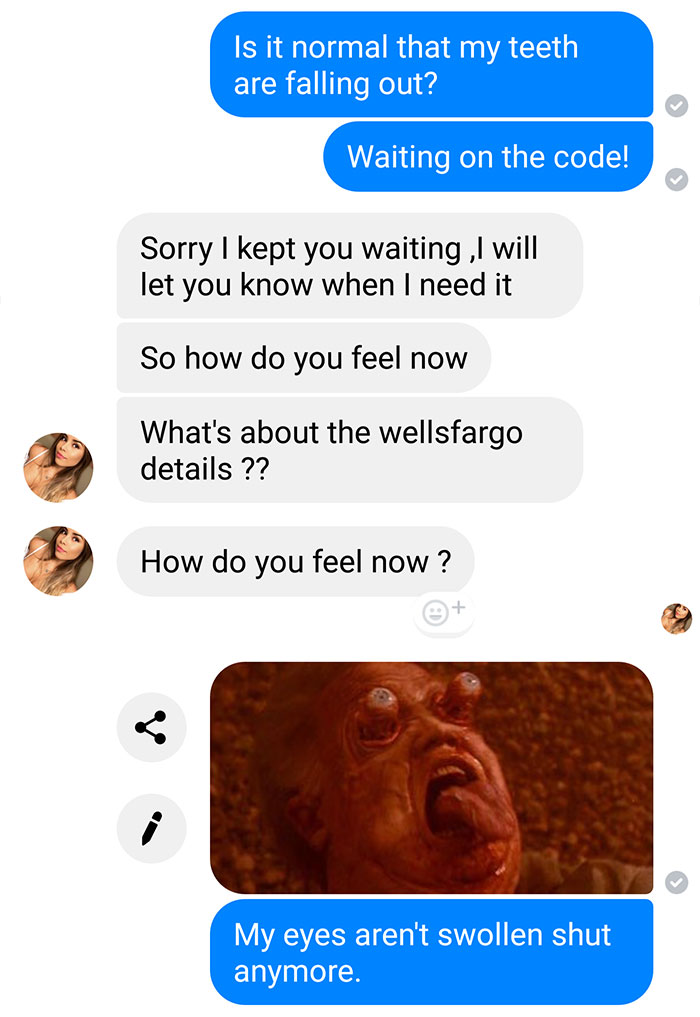 Guy Pranks Online Scammer By Sending Them Fake Pics Of Awful Things That Are Happening To Him Guy Pranks Online Scammer By Sending Them Fake Pics Of Awful Things That Are Happening To Him