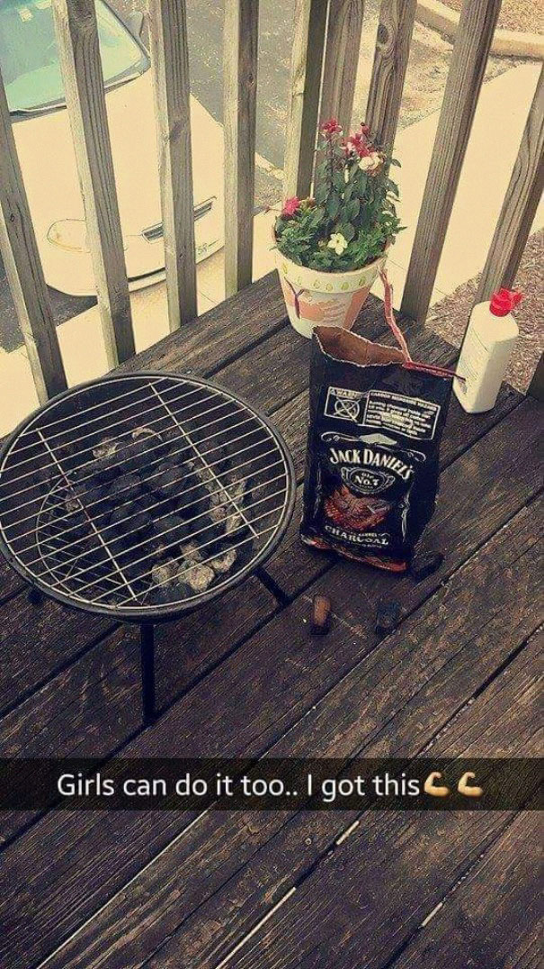 Woman Sets Out To Grill Some Tasty Burgers On Charcoal, Fails Hilariously