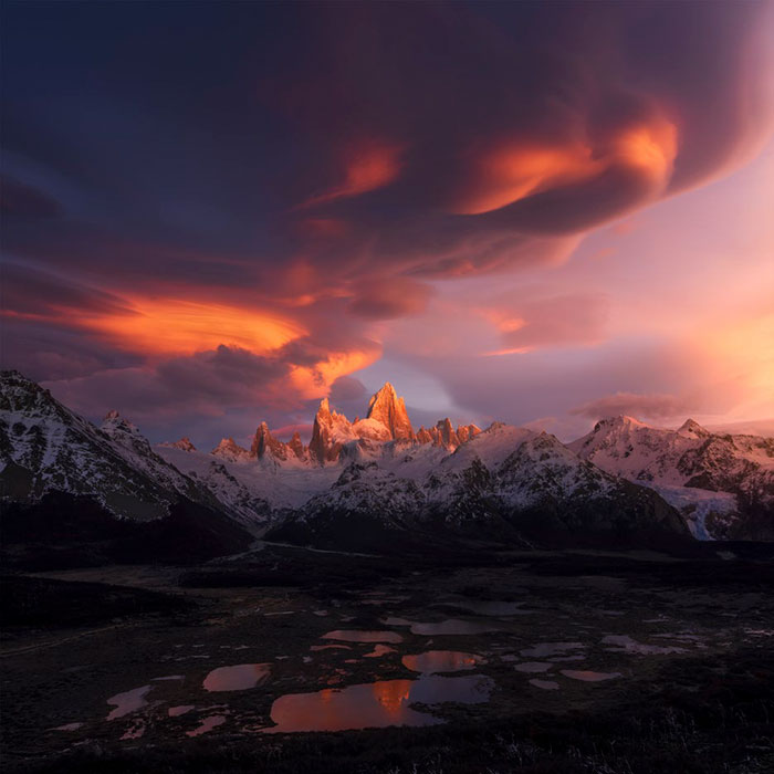 2018 The Sunrise / Sunset Award, Monte Fitz Roy, Patagonia, Argentina, Xiao Zhu