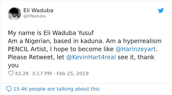 Talented Young Artist Draws Incredibly Realistic Portrait Of Kevin Hart, Can't Believe He Actually Responds On Twitter Talented Young Artist Draws Incredibly Realistic Portrait Of Kevin Hart, Can't Believe He Actually Responds On Twitter