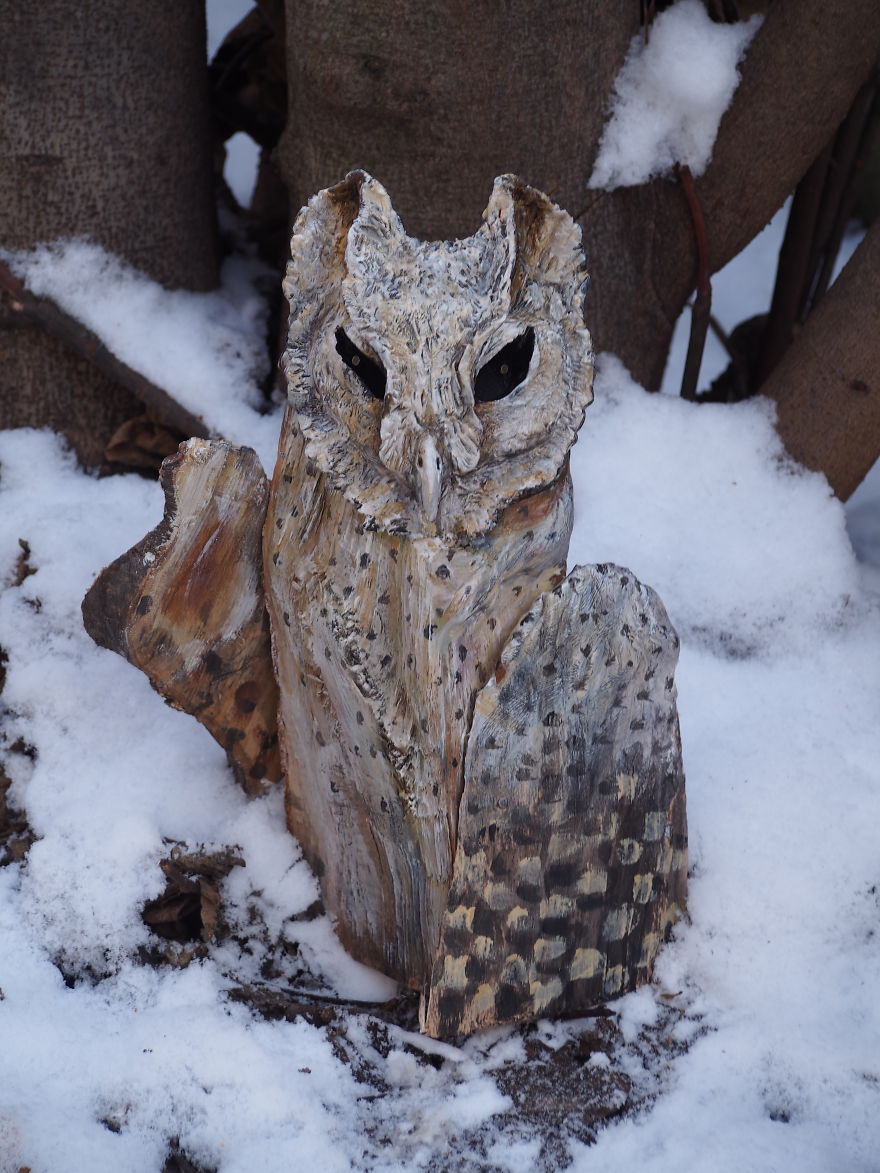 I Use Wood And Clay To Create Realistic Owl Sculptures I Use Wood And Clay To Create Realistic Owl Sculptures