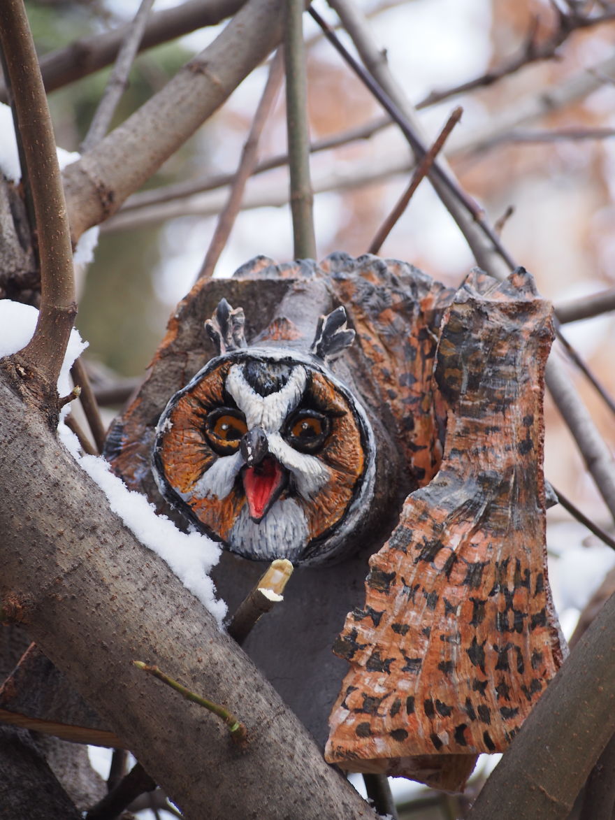 I Use Wood And Clay To Create Realistic Owl Sculptures I Use Wood And Clay To Create Realistic Owl Sculptures