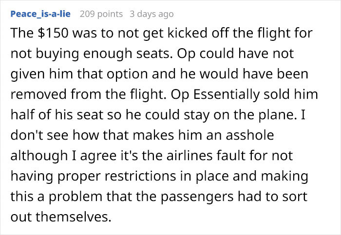 Guy Asks If He's Wrong To Make Obese Man Pay Him $150 For Taking Up Part Of His Seat On A 5-Hour Flight Guy Asks If He's Wrong To Make Obese Man Pay Him $150 For Taking Up Part Of His Seat On A 5-Hour Flight