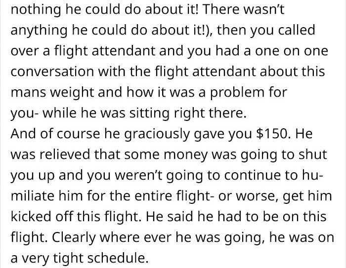 Guy Asks If He's Wrong To Make Obese Man Pay Him $150 For Taking Up Part Of His Seat On A 5-Hour Flight
