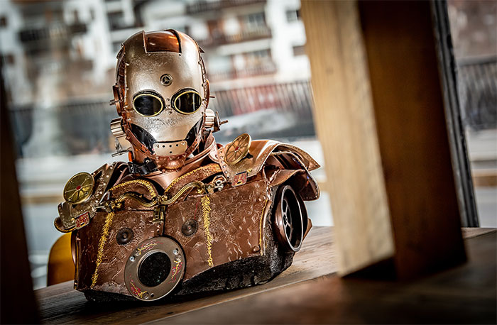 My Husband Creates Amazing Steampunk Sculptures Of Pop Culture Characters From Recycled Materials