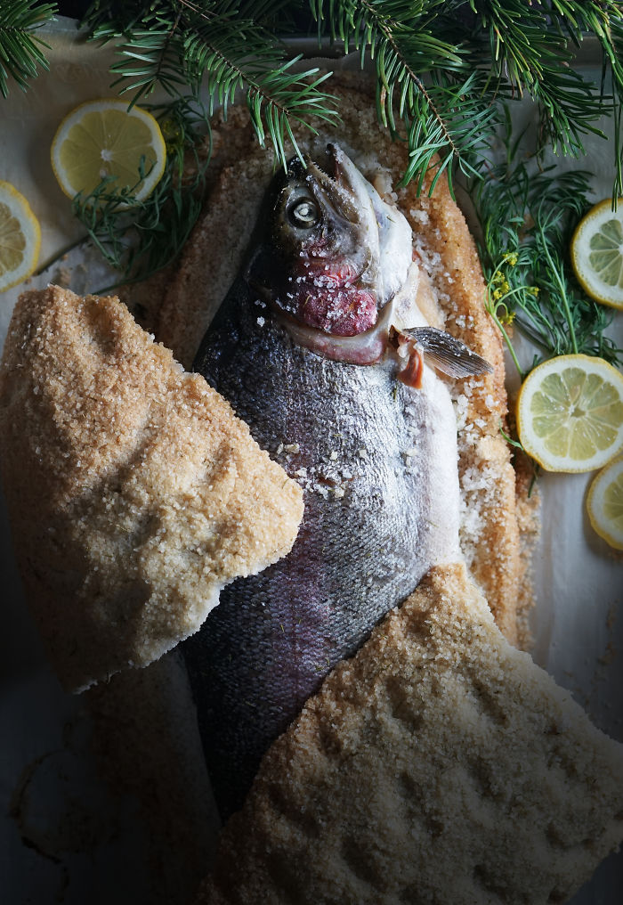 Lomatium-Baked Steelhead In Salt