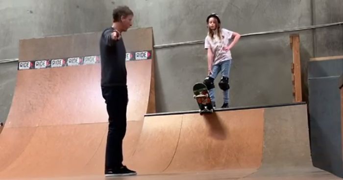 Tony Hawk’s Daughter Overcoming Her Fear In Real Time