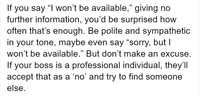 Someone Gives Millennials Advice On How To Say 'No' When Your Boss Wants You To Work On A Free Day Someone Gives Millennials Advice On How To Say 'No' When Your Boss Wants You To Work On A Free Day