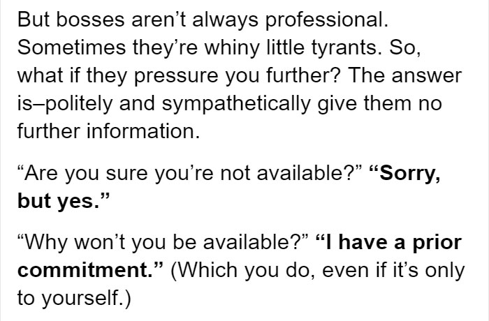 Someone Gives Millennials Advice On How To Say 'No' When Your Boss Wants You To Work On A Free Day Someone Gives Millennials Advice On How To Say 'No' When Your Boss Wants You To Work On A Free Day