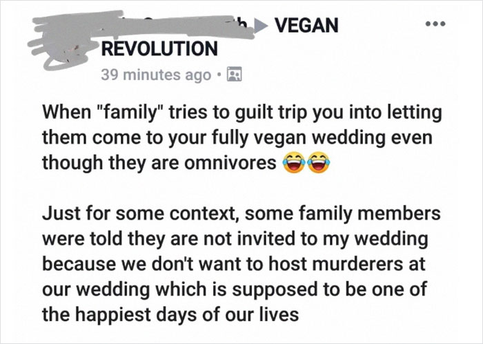 Instead Of Serving Vegan Food At Their Wedding Party, This Couple Banned Meat-Eating Friends And Family From Attending It